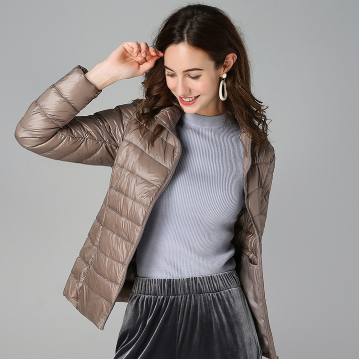 Rhoselle - Ultralight Down Jacket with Sophisticated Pleats