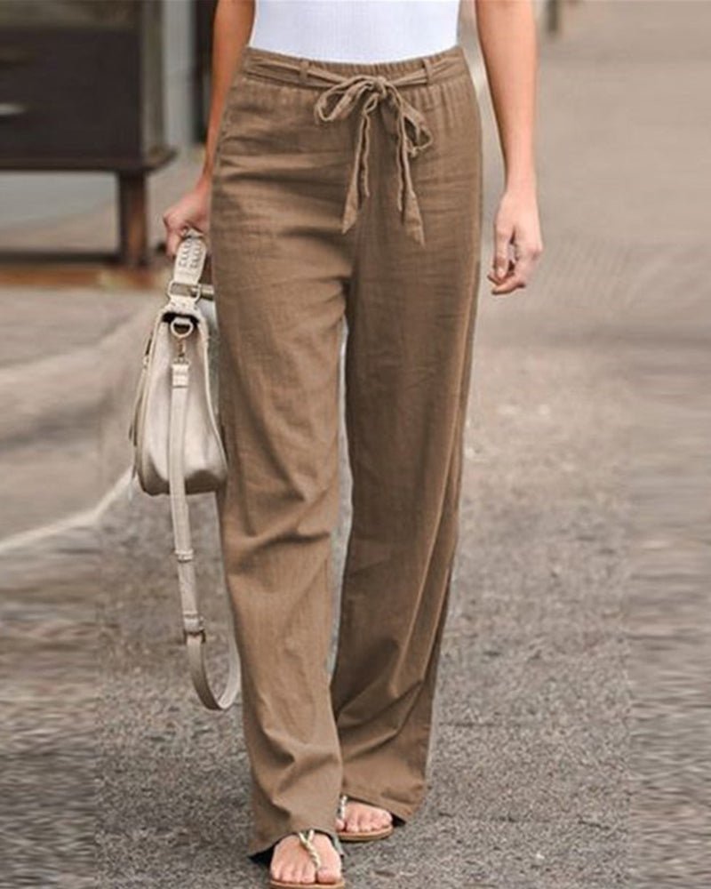 Wide Leg Drawstring Pants | Lightweight Linen Blend | Relaxed Fit