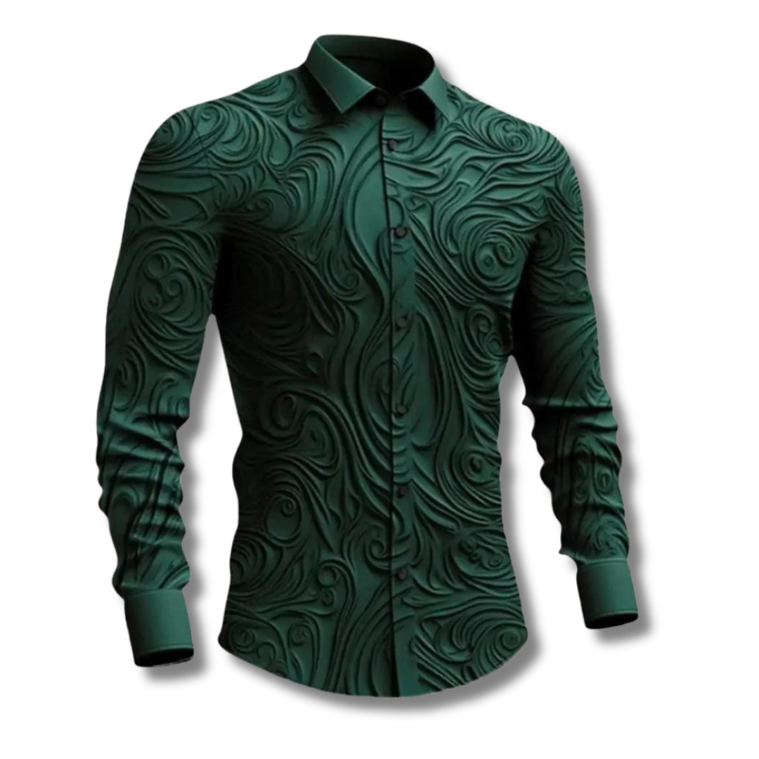 Chemise homme à manches longues en relief | Motif audacieux | Coupe cintrée
