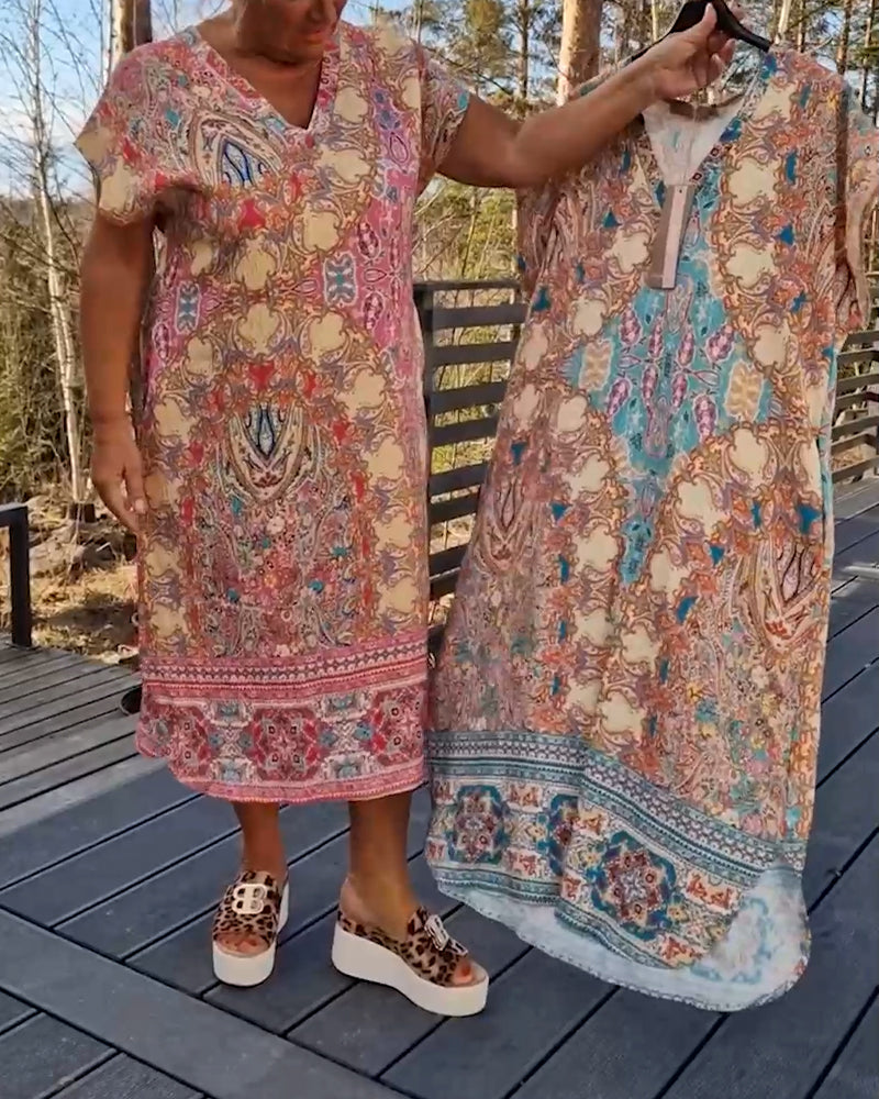 Ailina - Printed V-neck dress