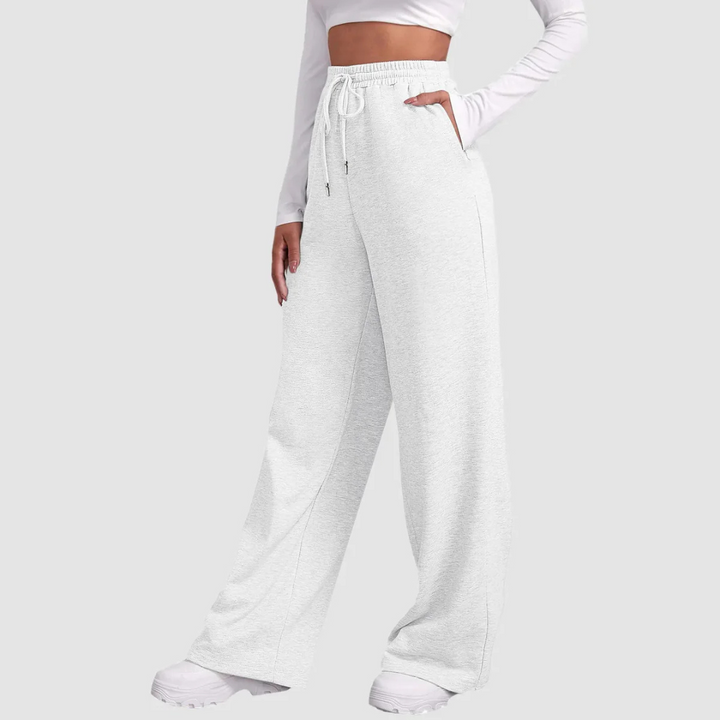 Wide-Leg Lounge Pants | High-Rise Drawstring Waist | Soft Knit Comfort