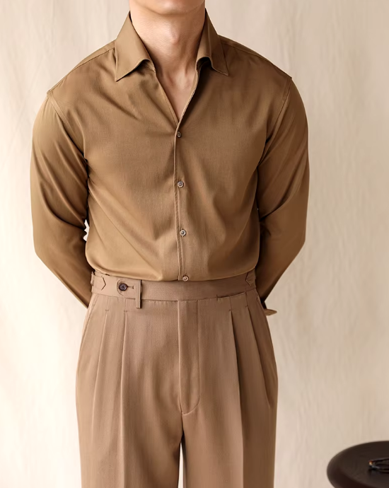 Slim Fit Dress Shirt | Soft Drape Viscose | Spread Collar