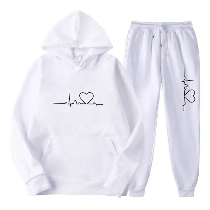 Relaxed Heartbeat Hoodie & Jogger Set | Soft Cotton Blend | Everyday Comfort