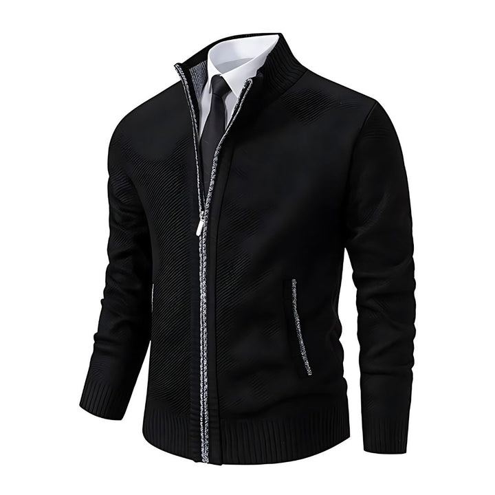 Men’s Full Zip Knit Jacket | Ribbed Trim | Lightweight Layer