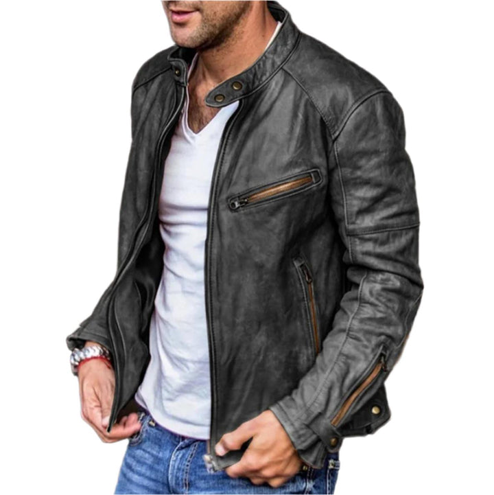Faux Leather Moto Jacket | Zippered Outerwear with Chest Pocket