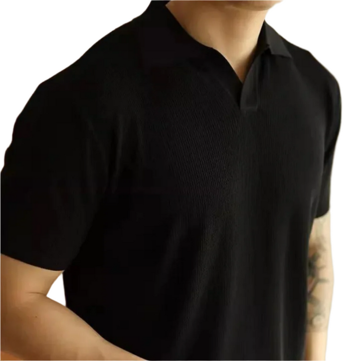 Spencer - Ribbed Knit Polo Shirt