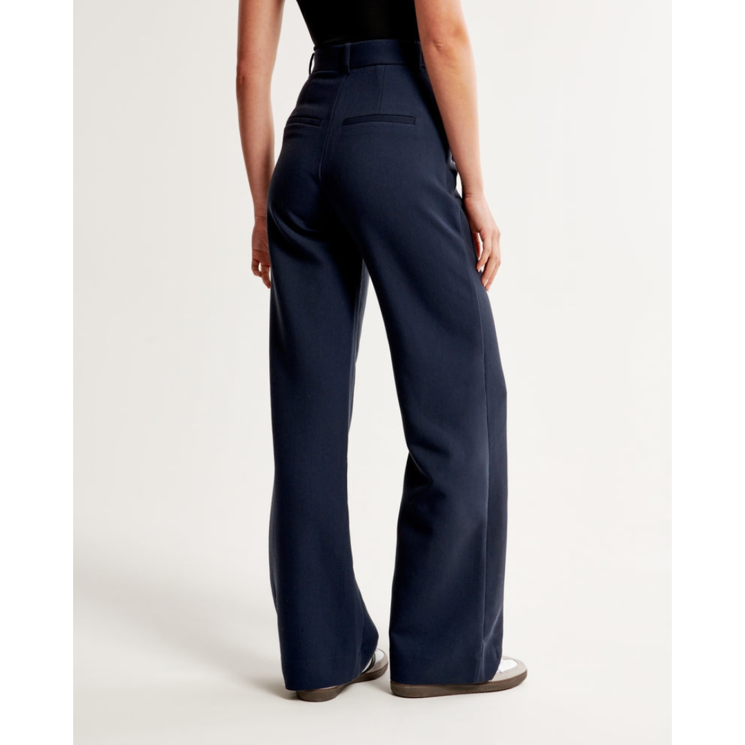 Wide-Leg Pleated Trousers | High-Rise Tailored Fit | Spring Workwear