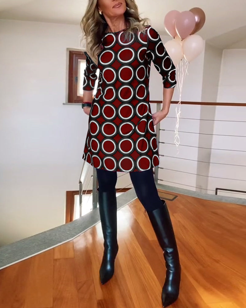 Eugénie - Autumn Elegance Printed Dress