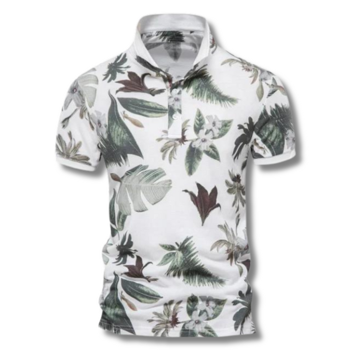 Men’s Tropical Print Polo Shirt | Lightweight Short Sleeve | Summer Casual