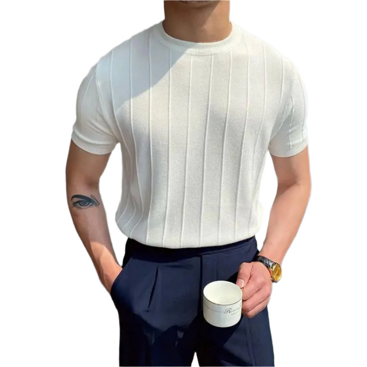 Men’s Ribbed Knit Crew Neck T-Shirt | Slim Fit | Casual Essential