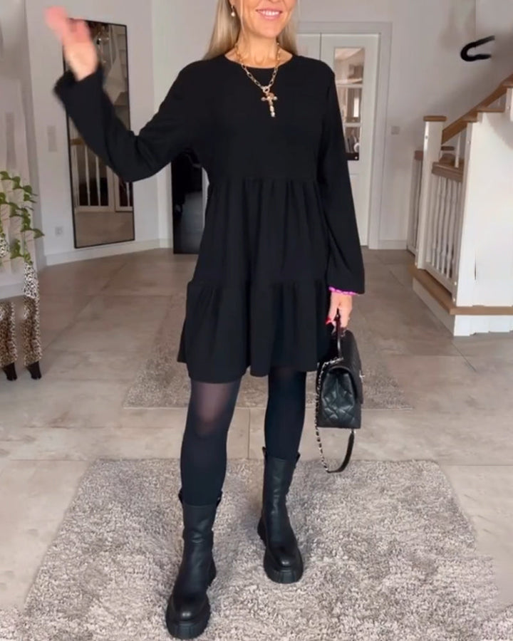 Aida - Simple Retro Long Sleeve Dress