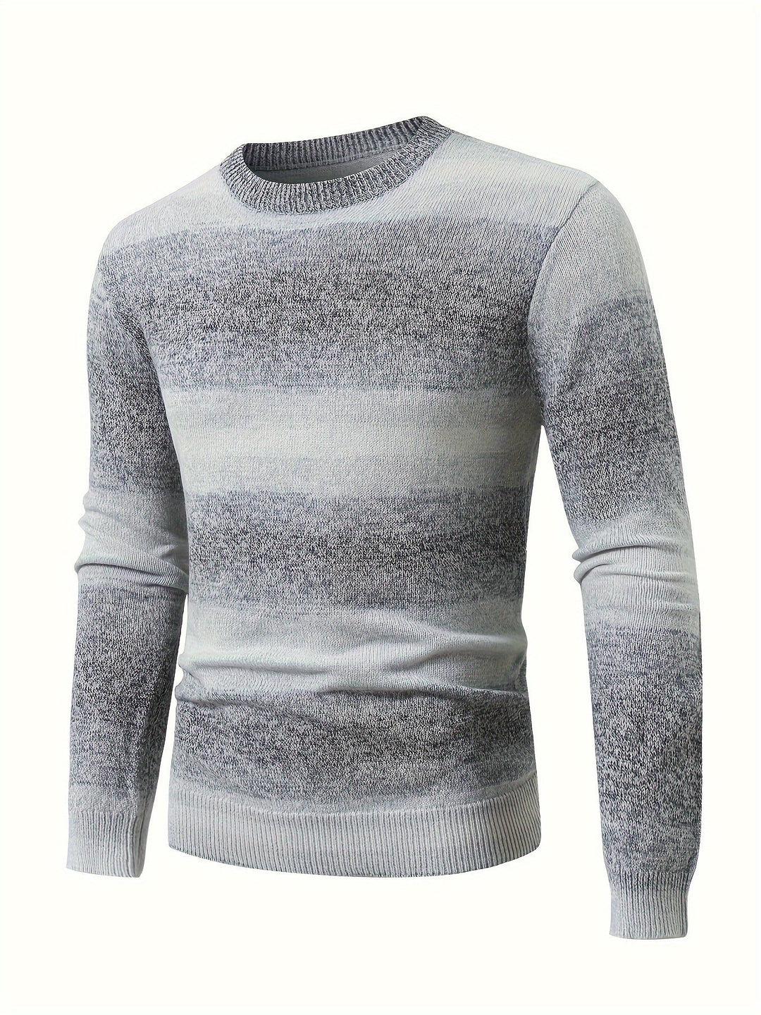 Men’s Gradient Knit Crewneck Sweater | Lightweight Ombre Pullover | Casual Fall Layer