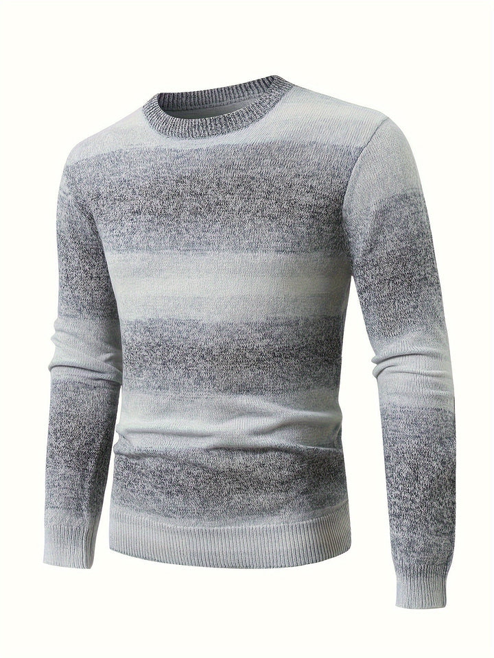 Men’s Gradient Knit Crewneck Sweater | Lightweight Ombre Pullover | Casual Fall Layer
