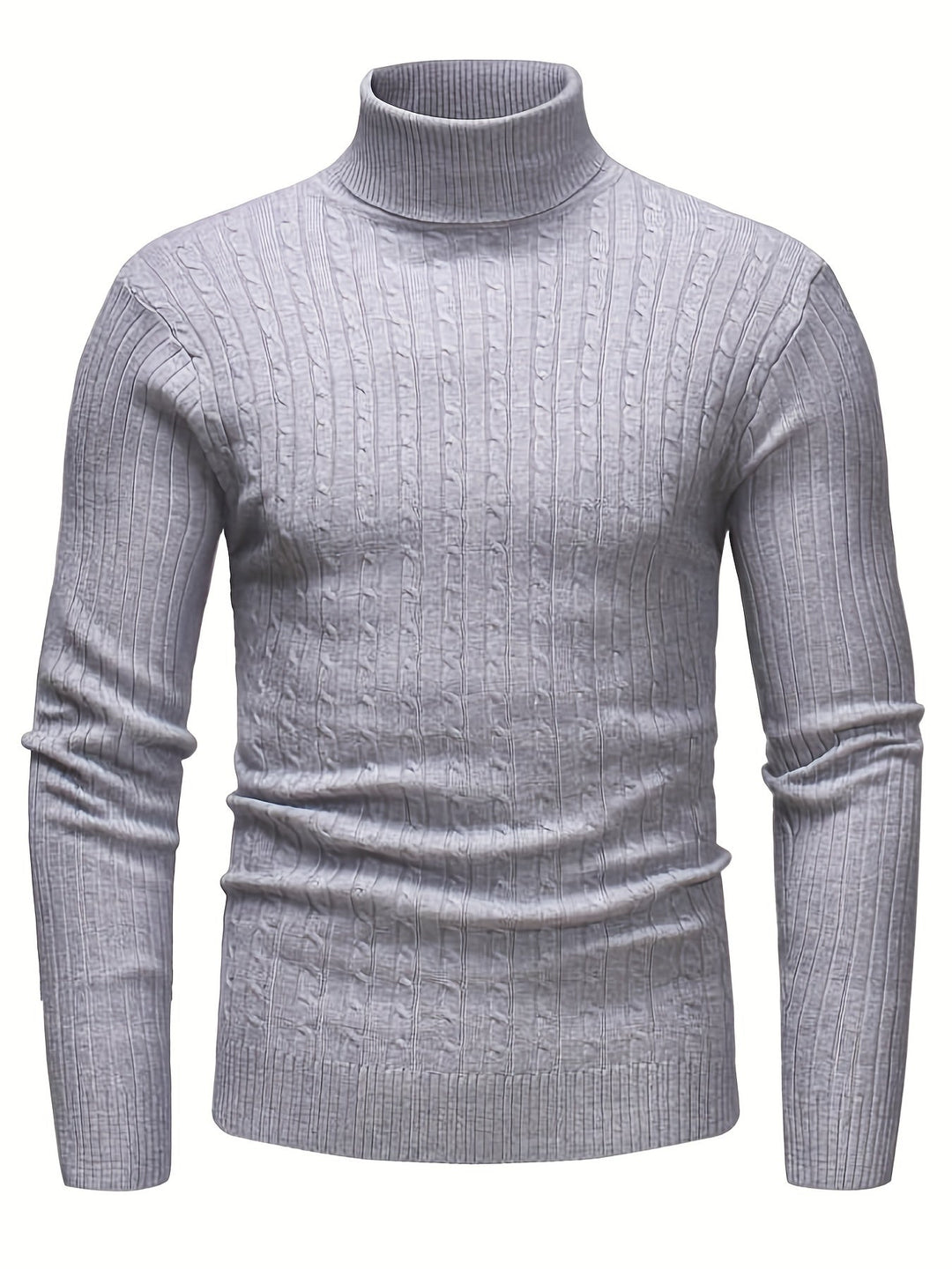 Men’s Cable Knit Turtleneck Sweater | Slim Fit Winter Pullover