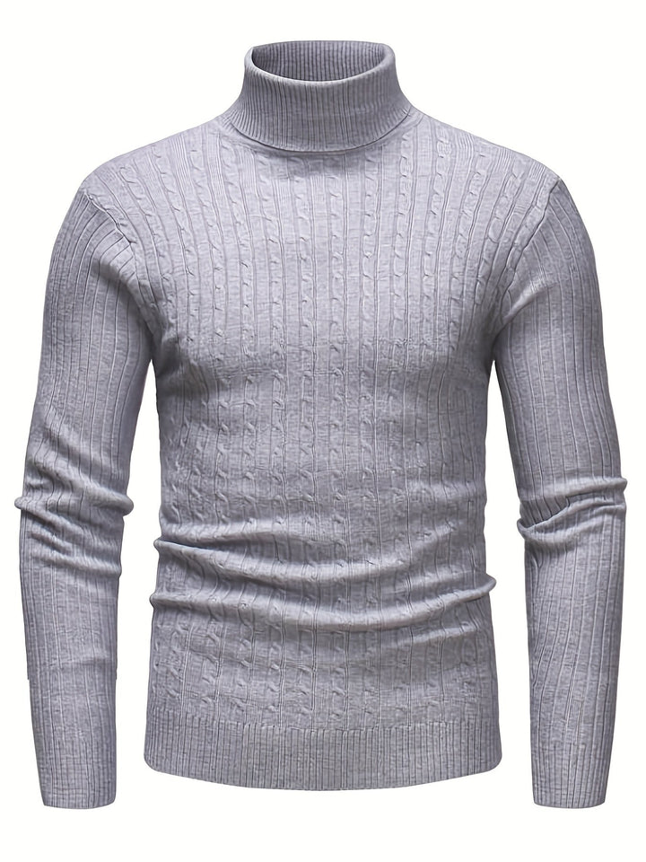 Men’s Cable Knit Turtleneck Sweater | Slim Fit Winter Pullover