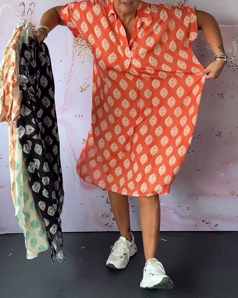 Davina - Loose Fit Short Sleeve Shirt Dress