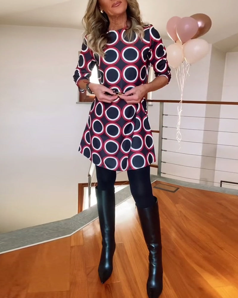 Eugénie - Autumn Elegance Printed Dress