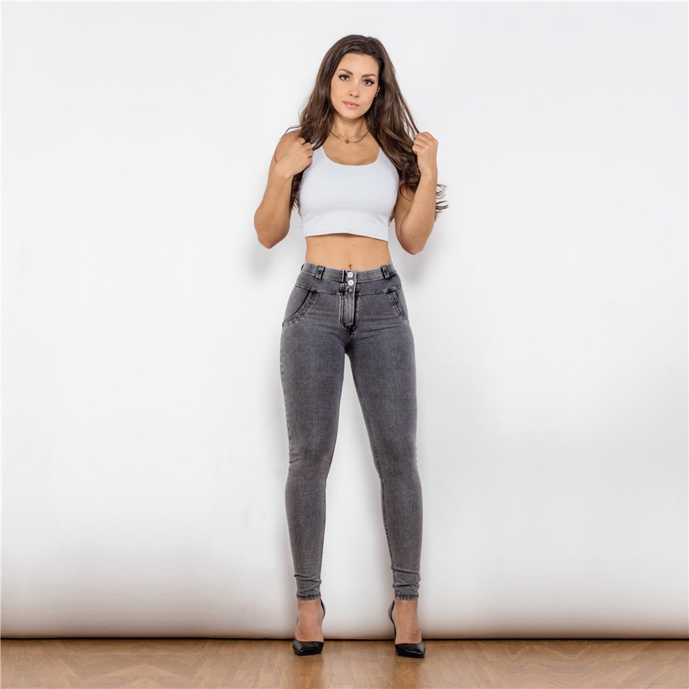 Jean skinny taille haute | Denim stretch | Gris délavé | Coupe flatteuse
