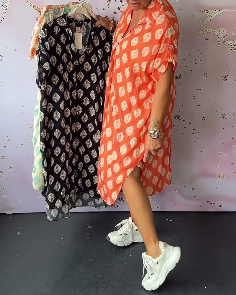 Davina - Loose Fit Short Sleeve Shirt Dress