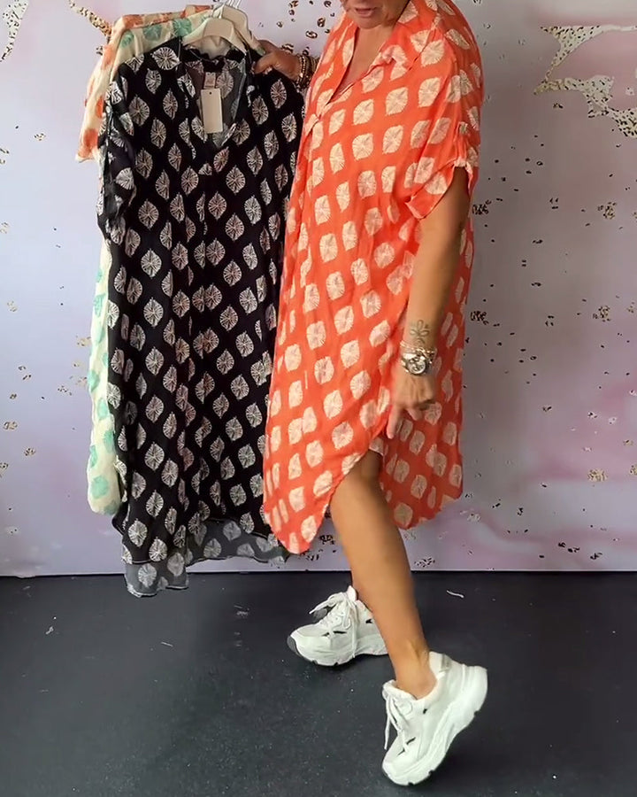 Davina - Loose Fit Short Sleeve Shirt Dress