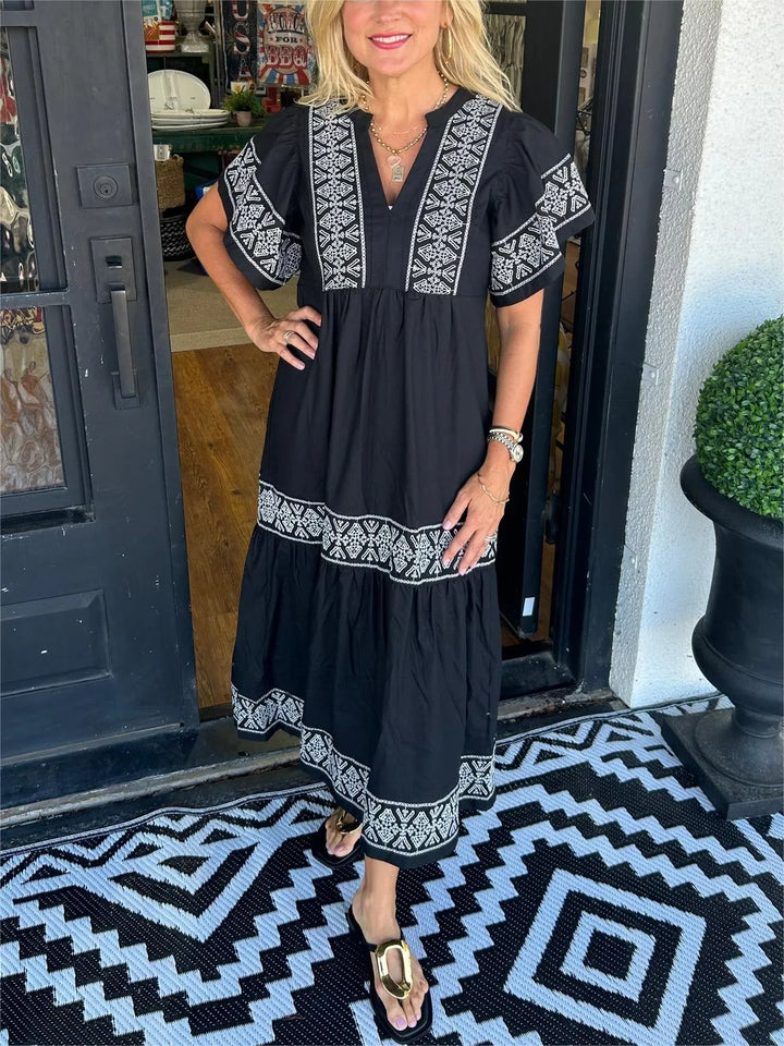 Noéa - Long Bohemian V-Neck Dress