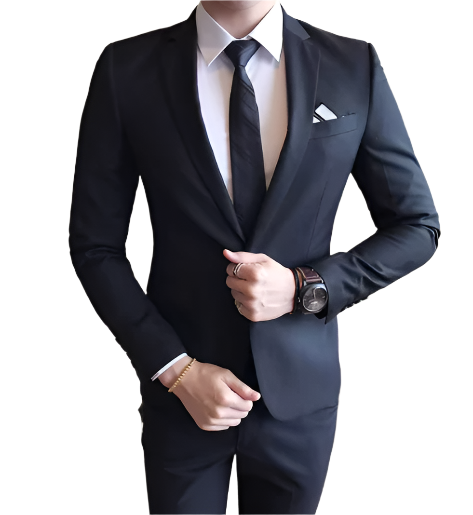 Men's Two-Piece Slim Fit Suit | Formal Businesswear | Stretch Woven Fabric
