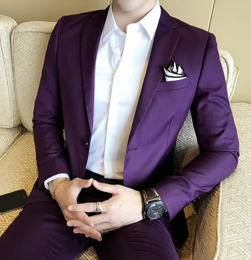 Men's Two-Piece Slim Fit Suit | Formal Businesswear | Stretch Woven Fabric