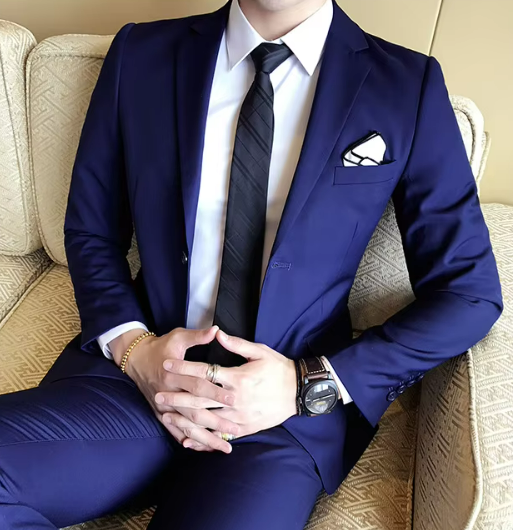 Men's Two-Piece Slim Fit Suit | Formal Businesswear | Stretch Woven Fabric