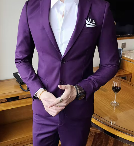 Men's Two-Piece Slim Fit Suit | Formal Businesswear | Stretch Woven Fabric