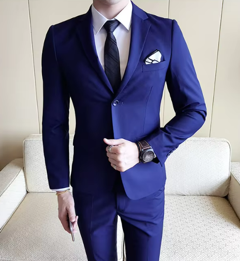 Men's Two-Piece Slim Fit Suit | Formal Businesswear | Stretch Woven Fabric