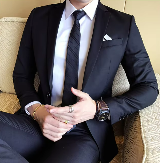 Men's Two-Piece Slim Fit Suit | Formal Businesswear | Stretch Woven Fabric