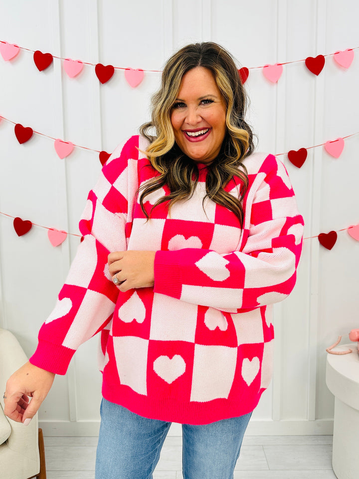 Ottilie - Valentine's Day Sweater with Checkered Hearts