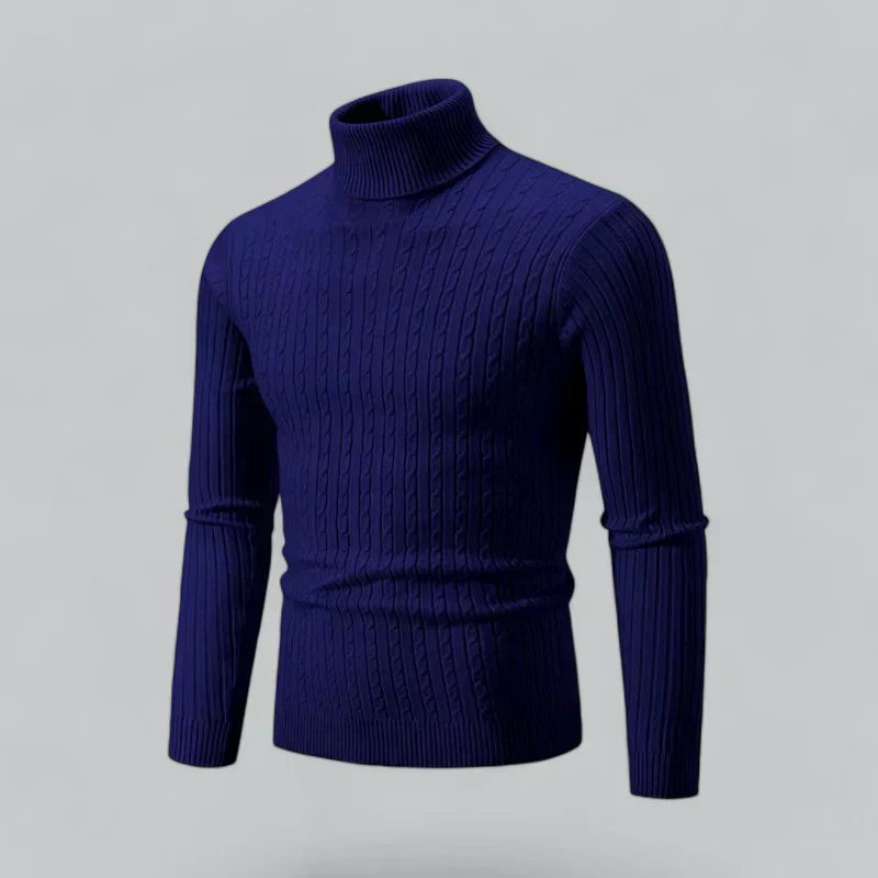 Men’s Ribbed Turtleneck Pullover | Slim Fit Knit | Everyday Winter Essential