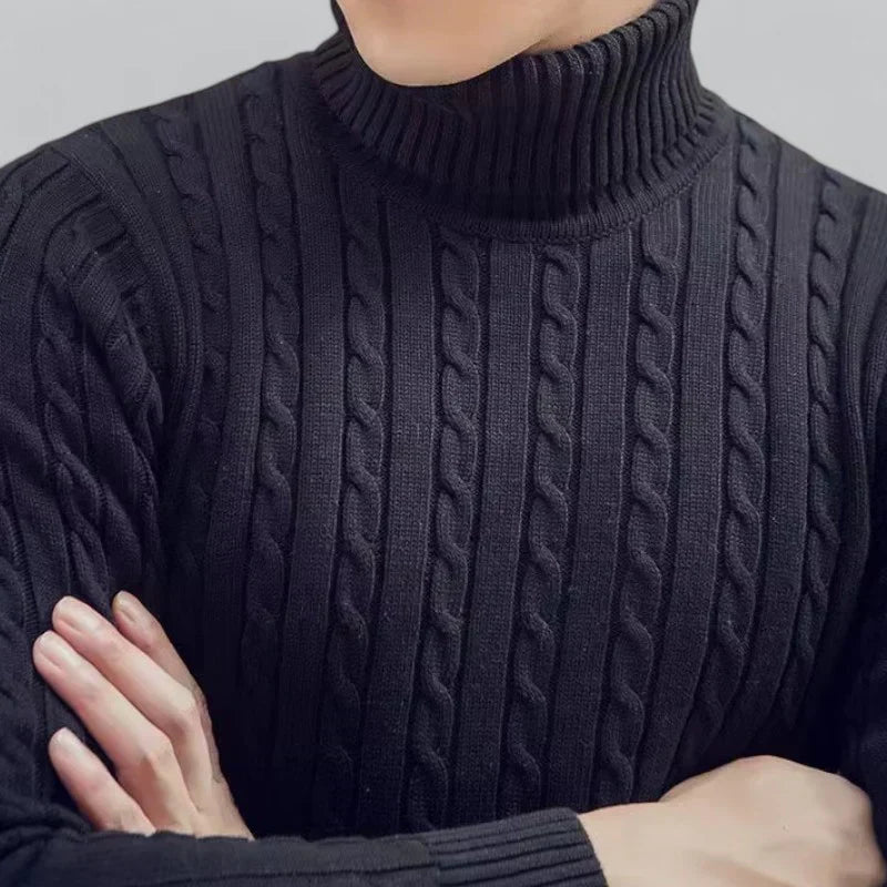 Men’s Ribbed Turtleneck Pullover | Slim Fit Knit | Everyday Winter Essential