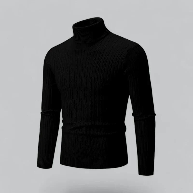 Men’s Ribbed Turtleneck Pullover | Slim Fit Knit | Everyday Winter Essential