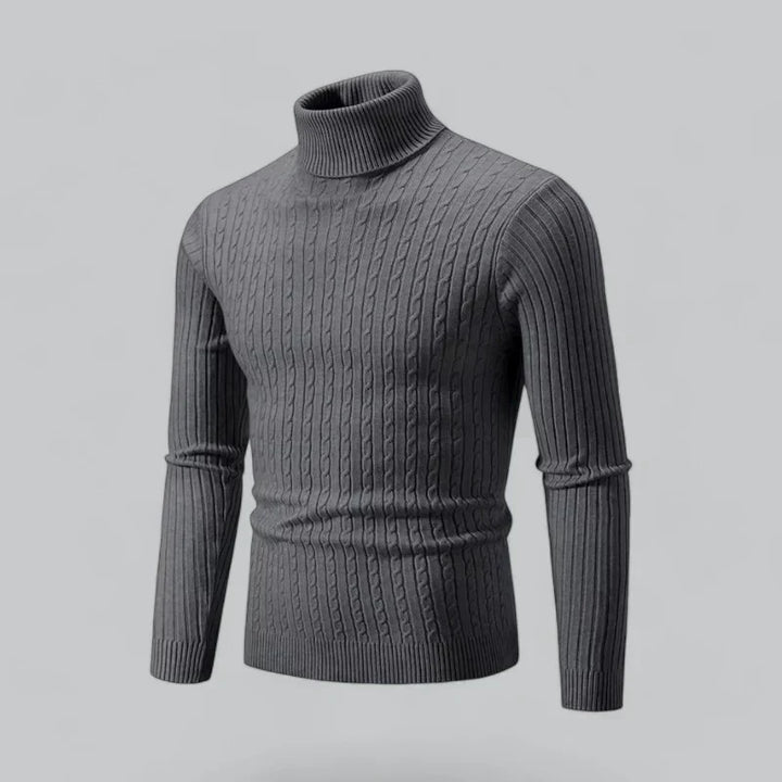 Men’s Ribbed Turtleneck Pullover | Slim Fit Knit | Everyday Winter Essential
