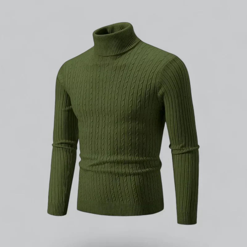 Men’s Ribbed Turtleneck Pullover | Slim Fit Knit | Everyday Winter Essential