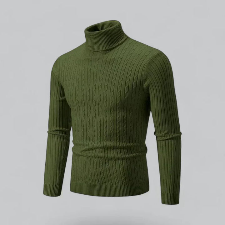 Men’s Ribbed Turtleneck Pullover | Slim Fit Knit | Everyday Winter Essential