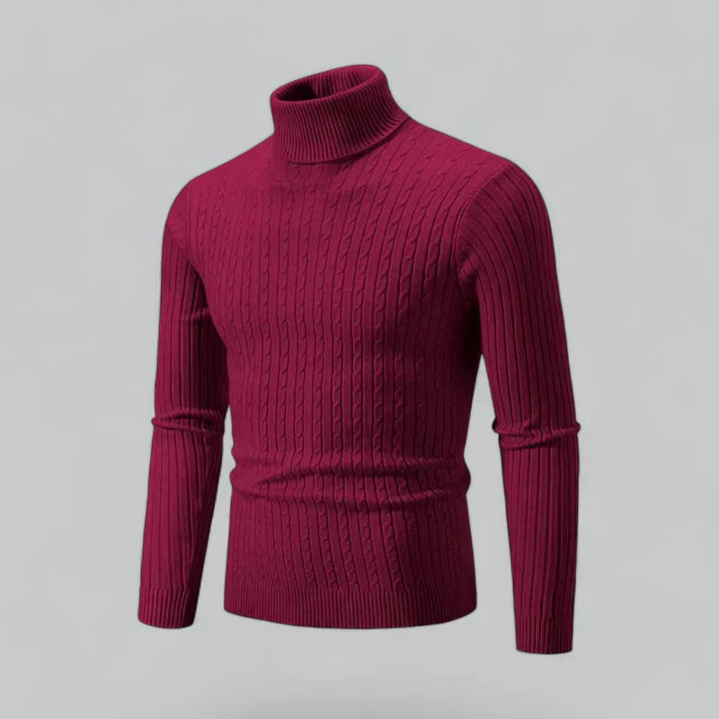 Men’s Ribbed Turtleneck Pullover | Slim Fit Knit | Everyday Winter Essential