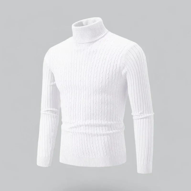 Men’s Ribbed Turtleneck Pullover | Slim Fit Knit | Everyday Winter Essential