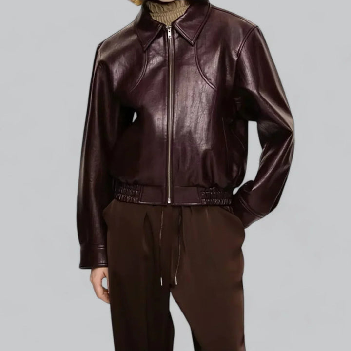 Blouson aviateur en cuir véritable pour homme | Coupe classique | Vêtement de travail quotidien Canada