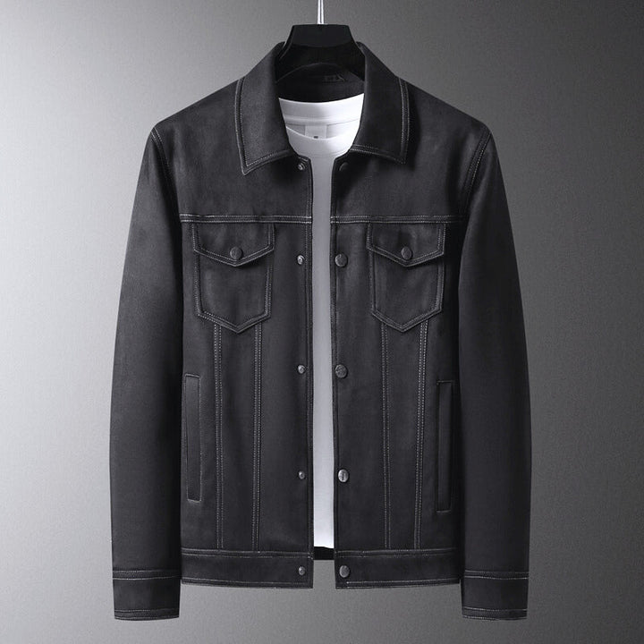 Men’s Suede Trucker Jacket | Classic Button-Up Outerwear for Transitional Weather
