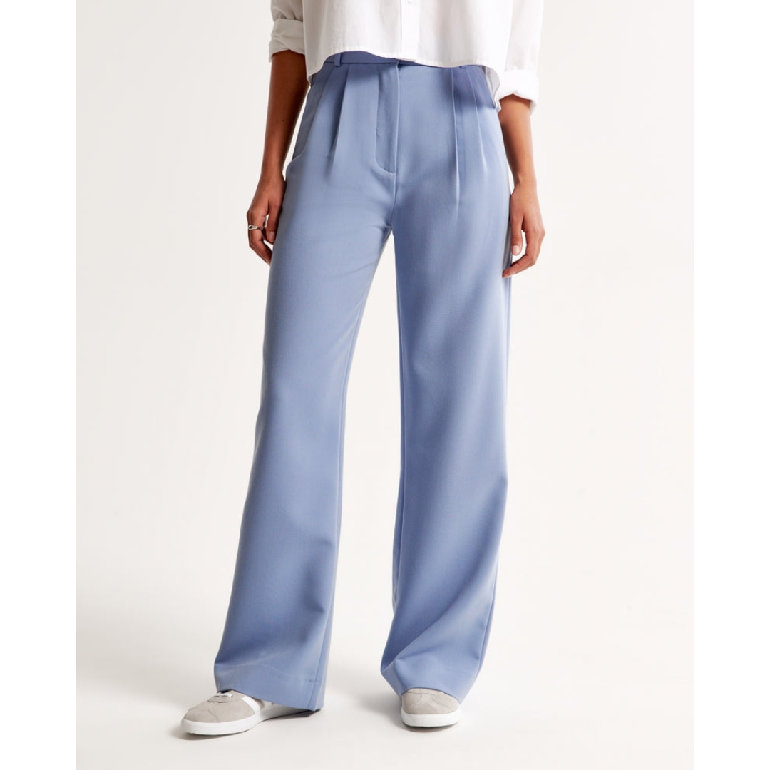 Wide-Leg Pleated Trousers | High-Rise Tailored Fit | Spring Workwear