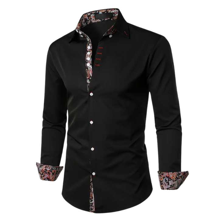 Men’s Dress Shirt | Slim Fit Button-Down | Contrast Paisley Trim