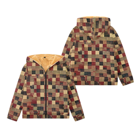 Men’s Sherpa-Lined Hoodie Jacket | Patterned Outerwear | Warm Zip-Up
