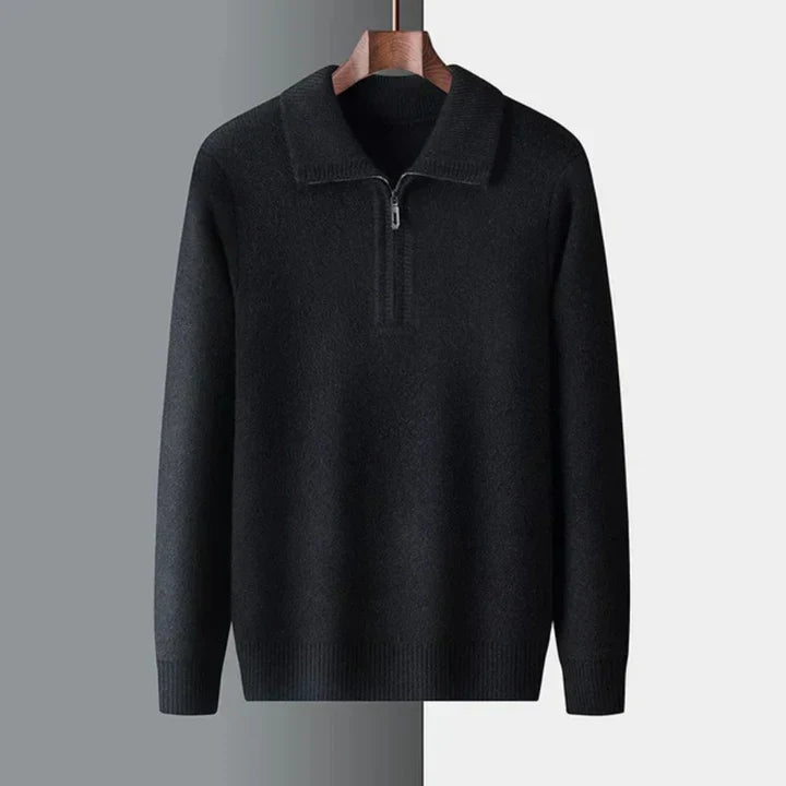 Men's Knit Half-Zip Sweater | Midweight Cotton Blend | Smart Casual Layer
