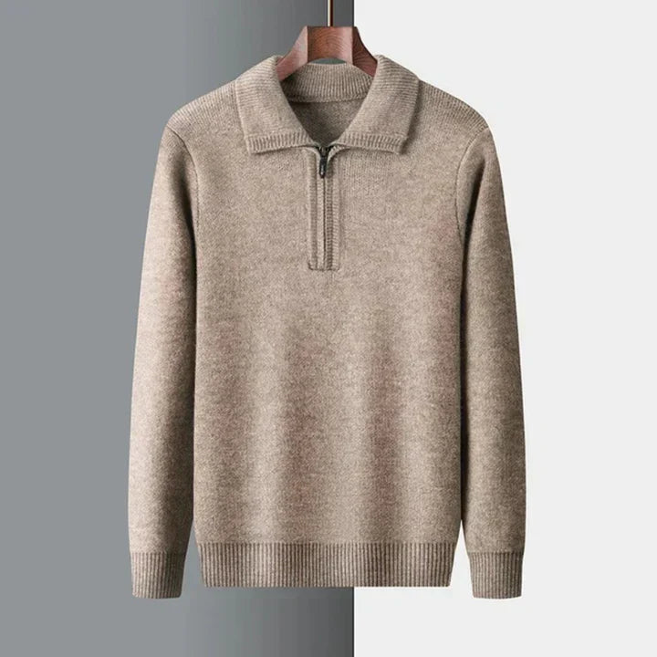 Men's Knit Half-Zip Sweater | Midweight Cotton Blend | Smart Casual Layer
