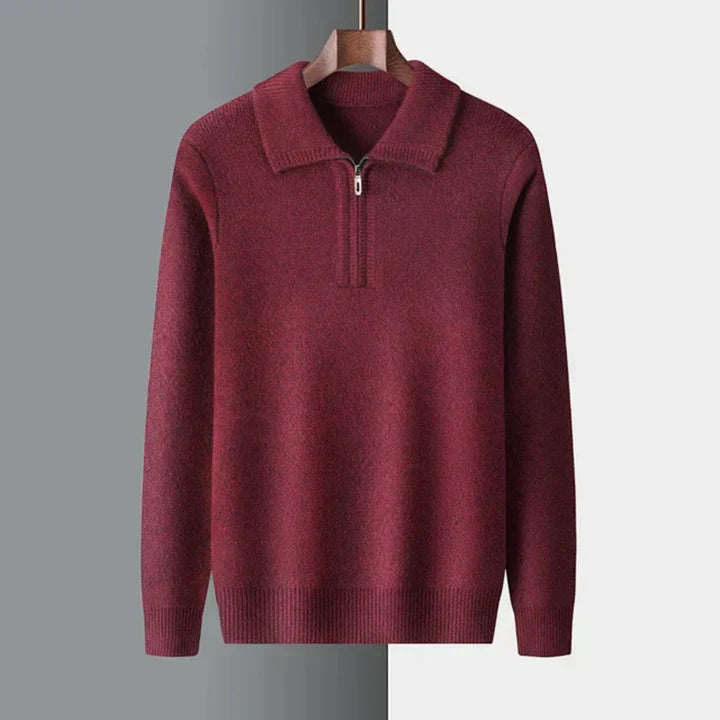 Men's Knit Half-Zip Sweater | Midweight Cotton Blend | Smart Casual Layer