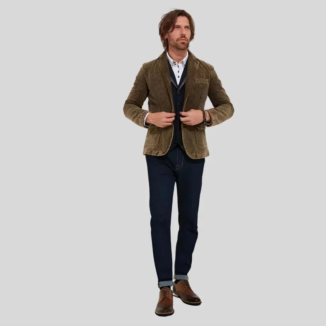Veste blazer en velours côtelé pour homme | Coupe classique ajustée | Idéale pour l'automne (tenue décontractée chic)