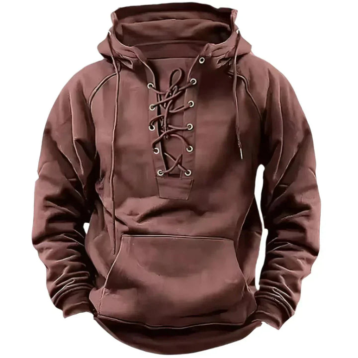Men’s Lace-Up Pullover Hoodie | Streetwear Fit | Fleece-Lined Comfort